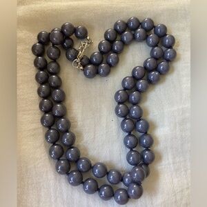 Joan Rivers Purple Gray Glass Beaded‎ Necklace Hand Knotted Vintage